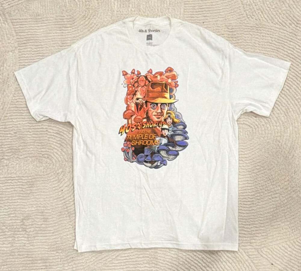 40s & Shorties Indiana Jones Temple of Shrooms T-Shirt XL White Cotton